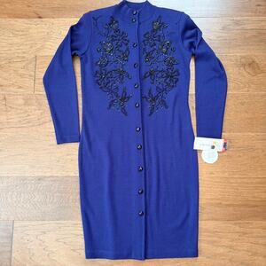 Vintage liz claiborne blue beaded sweater dress